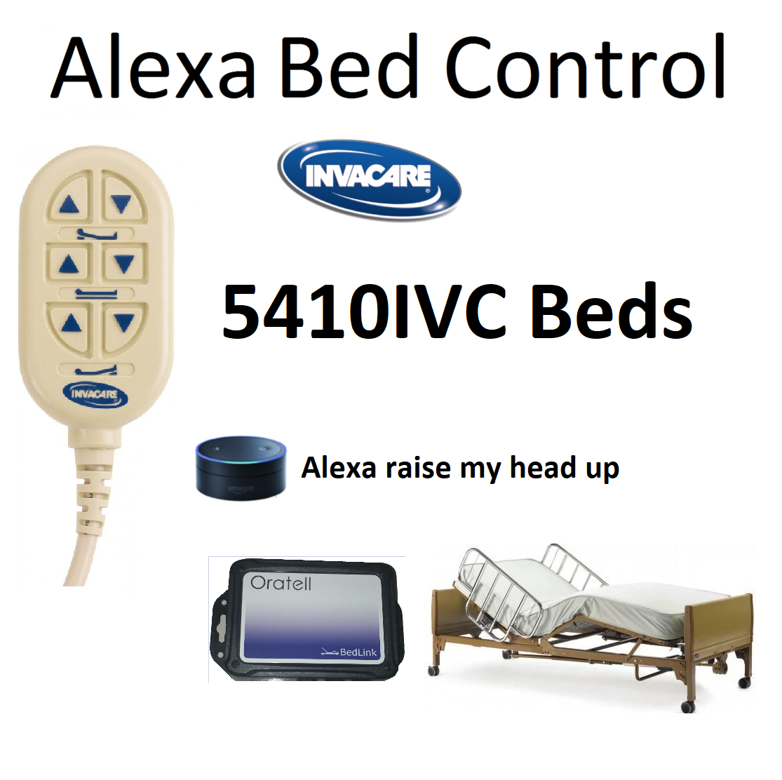 Works with Alexa! Echo Bed Control for Invacare 5411IVC, 5410IVC